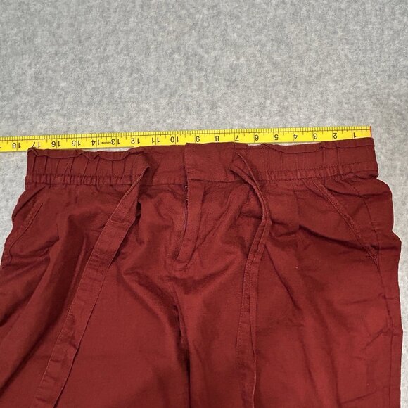 GAP Women’s Paperbag Pants Sz 10 Dark Red Taper Zip Tie Waist Pockets Pre-Owned - Picture 9 of 13